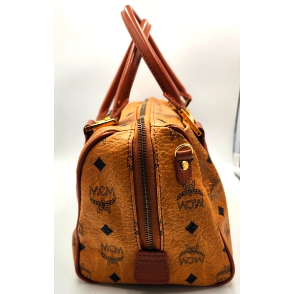 ✨️EUC MCM Cognac Monogram Visetos Boston Hand Bag ✨️ - Picture 6 of 16
